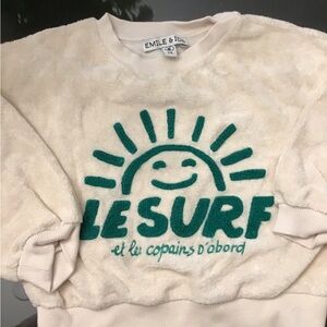 Emile & Ida Cream Sweatshirt with Green Embroidery